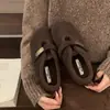 Birkenstocks de Peluche con Suela Gruesa para Mujer 2026 Otoño/Invierno Nuevos Zapatos Cálidos de Algodón Planos Slip-on Zapatos Mary Jane