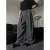 Pantalones de Vestir de Pierna Ancha con Pliegues y Cordones Estilo Retro Americano Old Money para Hombres y Mujeres, Holgados Casuales Versátiles de Caída Perezosa