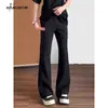 Moda Americana Simple Pantalones de Traje Amplios y Fluidos para Hombre Estilo Callejero de Otoño Color Sólido Sin Planchar Tacto de Alta Gama Micro-Campana Pantalones Largos