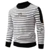 2025 Nuevo Otoño e Invierno Hombres Rayas Cuello Redondo Letras Jacquard Tejido de Punto Marca de Moda Joven Casual Tejido de Punto para Hombres