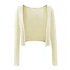 Conjunto de Dos Piezas de Moda Adelgazante de Camisola, Cárdigan y Chal para Mujer Petite, Atuendo Casual