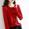 Outono/Inverno 2026 Novo Cardigã Manga Longa Gola Redonda Caimento Solto Suéter Malha Top Versátil Estilo para o Trabalho Roupas Femininas Dropshipping