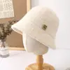 Gorro de Pescador de Cachemira de Cordero para Mujer Otoño e Invierno Estilo Coreano Cálido para la Cara Gorro Pequeño de Cuenca Cabeza Grande Moda Gorro de Felpa para Niños