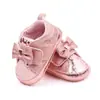Zapatos de princesa de color sólido lindos de cuero PU con suela suave para bebé, cómodos, zapatos para bebé y niño pequeño, al por mayor BHX3062