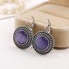 Moda europea y americana estilo étnico bohemio retro exagerado ojo de gato aretes de hebilla francesa aretes de plata antigua joyería