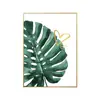 Estilo Escandinavo Piña Dorada Hoja Verde Pintura Decorativa en Lienzo Planta Tropical Citas Inspiradoras Póster de Fondo para Sala de Estar Núcleo de Pintura
