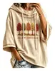Nueva sudadera de Halloween transfronteriza 2026 con estampado de letras, sudadera con capucha para mujer con diseño independiente y forro polar pequeño