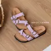 Sandalias Planas Casuales Mollykiki Retro Coloridas de Gamuza Versátiles Verano 2026 Estilo Birkenstock