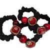 Internet Popular Ano Novo Fortune Square Hair Ring Feminino Estilo Coreano All-match Rabo de Cavalo Bola Cabeça Borracha Tendão Este Ano Acessórios para Cabelo