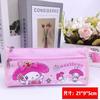 Novo Estojo de Lápis Desenho Stitch com Zíper de PU, Bolsa de Material Escolar Dupla Camada, Porta-Canetas, Produto de Exportação