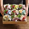 Restaurante Hot Pot Tigela Especial com Tampa Xícara de Chá Xícara de Chá de Melamina Azul e Branca Utensílios de Mesa Celebridade da Internet Caixa de Madeira de Bambu com Nove Compartimentos Prato com Compartimento para Acompanhamentos