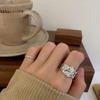 Anillo de plata de ley s925 con forma irregular, estilo frío, apertura ajustable, industria pesada, ligero, de lujo.