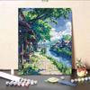Pintura al óleo digital de verano DIY Paisaje rural Coloreado a mano Simple Paisaje para aliviar el estrés Pintura para sala de estar de pareja