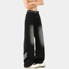 Jeans Rectos de Tres Rayas de Estilo Americano para Hombre, Marca de Moda con Diseño de Rayas, Pantalones Anchos Casuales Sueltos