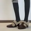 Nuevos Mocasines Retro de Cuero Genuino para Otoño/Invierno 2026 con Forro de Felpa Zapatos Cálidos de Piel Tacón Grueso Pequeños Zapatos de Cuero para Viaje de Negocios para Mujer