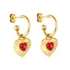 Pendientes Europeos y Americanos Nuevos en Forma de Corazón Diseño de Nicho Ins Pendientes Geométricos Pendientes de Acero Inoxidable Oro de 18K Venta Directa de Fábrica