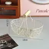 Cesta de Almacenamiento de Hierro con Mango de Madera Simple Cesta de Frutas para Hogar Sala de Estar Escritorio Artículos Varios Bocadillos Pan Cesta de Exhibición Cesta de Almacenamiento