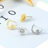 Presilhas de Orelha de Estrela e Lua para Mulheres Sem Furos, Brincos de Alta Qualidade, Versáteis Estilo Francês, Brincos de Celebridade da Internet, Simples e Compactos, Elegantes Acessórios de Orelha