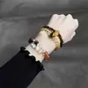 Venda Direta de Fábrica 2025 Rizhao Jinshan Pedra Olho de Tigre Cristal Amarelo Ágata de Círculo Duplo Pulseira de Contas para Mulheres Cristal Rosa