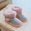 Botas de Nieve para Niñas 2026 Invierno Nuevas Zapatos Grandes de Algodón para Niños Otoño e Invierno Botas de Princesa para Bebé Zapatos de Terciopelo Plus para Niñas