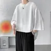 Camiseta de Manga Corta de Seda de Hielo para Hombre Top con Caída Verano 2023 Nueva Tendencia Talla Grande Color Sólido Manga Tres Cuartos Camiseta t