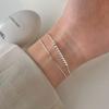 Pulseira de corrente de osso de cobra de camada dupla com contas de prata s925 prata de lei de corpo inteiro prata branca luz ondulada pequena pulseira fresca de namoradas feminina 6704