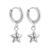 Pendientes de Acero Inoxidable con Zirconia de Colores en Forma de Estrella de Cinco Puntas, Chapados en Oro Real de 24 Quilates, Moda Europea y Americana, Accesorios
