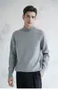 Inverno Novo Masculino Jovem Casual Camisa de Tricô Gola Alta Meia Cor Sólida Simples Camisa Base Bonita Tendência