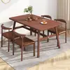 Mesa de comedor simple y moderna para apartamentos pequeños, adecuada para uso doméstico, restaurantes de comida rápida y espacios comerciales; mesa rectangular para propiedades de alquiler