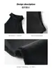Camisole preta estilosa ombro a ombro para mulheres, slim fit de verão, gola média, top sem mangas para usar em camadas ou como peça externa