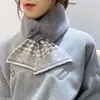 Bufanda de lana tejida de felpa con costuras cruzadas para mujer, cuello cálido de invierno, protección para el cuello de estudiante con estilo coreano