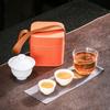 Juego de Té de Viaje de Porcelana Hielo Jade Dehua con Tapa, Juego de Té Kung Fu Portátil de Servicio Rápido, Regalo para Festivales al Aire Libre