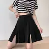 Shorts Casuales con Dobladillo Dividido para Primavera y Verano para Mujer, Delgados de Cintura Alta Sueltos Talla Grande Negros Plegados de Pierna Ancha a la Rodilla, Estilo Coreano