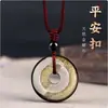 Colgante de Obsidiana Natural de la Paz para Mujer, Collar con Colgante de Jade Cristalino para Hombre, Regalo de Cumpleaños para el Año de Nacimiento