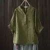 Camisa de Manga Corta con Mangas Murciélago Florales, Doble Capa de Gasa de Algodón, Cuello en V Fresco, Estilo Japonés, para Mujer, Top Casual Retro Artístico
