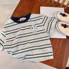 Camiseta de manga corta para niños, Nueva marca de moda de verano 2026, Camiseta transpirable de color block de manga corta para bebé, Estilo fino