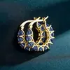 Pendientes de Moda Estilo Ins para Mujer, Pendientes de Encaje con Circonita Completa Estilo Francés, Aros en Forma de U, Populares en el Comercio Electrónico Transfronterizo