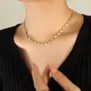 Colar Pulseira de Design de Nicho Tendência Ins Francesa Aço Titânio Banhado a Ouro 18K Conjunto de Joias Geométricas Vazadas Inalterável