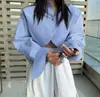 Elegante Camisa de Manga Larga a Rayas de Botón Sencillo, Moda Coreana de Primavera, Diseño Moderno y Único, Top