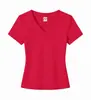 Hilo de spandex de 230 g, 92 % algodón, 8 % spandex, camiseta de mujer con cuello en V, estilo regular, casual, moderna, cómoda, versátil, con diseños estampados y bordados