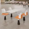 Mesa y Sillas de Comedor para Cantina de Empleados de Empresa, Mesa de Pizarra, Combinación de Mesa y Sillas de Comedor Conectadas para Cuatro Personas Escolares, Silla de Comedor con Respaldo