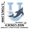 Suministro Transfronterizo de Parches Bordados de Ballena Linda de Dibujos Animados y Ola con Letras Inglesas, Parches Azules de Ola para Ropa
