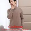 Suéter de lana para hombre, jersey de punto de cuello alto, manga larga, cálido, otoño e invierno, color liso, suéter casual, camiseta base de cachemira, transfronterizo