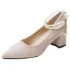 Nuevos Zapatos de Tacón Alto de Punta Aguda con Cadena de Tobillo de Terciopelo y Perlas, Estilo Hada Francesa, Moda de Nicho para Mujer, Primavera y Otoño 2026