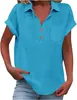 Camisas de Algodón y Lino Holgadas de Verano para Mujer con Cuello y Manga Corta, Camisa Casual de Algodón con Botones, Europeas y Americanas, Transfronterizas, Amazon
