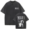 Camiseta Gráfica Lavada Vintage Rapper Milo J La Vida Era Mas Corta para Hombres y Mujeres