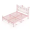 Cama de hierro forjado para uso doméstico, engrosada y reforzada, cama de princesa simple y moderna, cama doble de 1,8 m, cama de marco de hierro de lujo ligero individual de 1 m