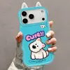 Colgante de teléfono de felpa con orejas de cachorro, compatible con fundas de teléfono Apple 18, funda de silicona para iPhone 16, 17 Pro Max, soporte dual, 15, lindo