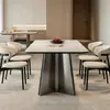 Juego de mesa y sillas de comedor de pizarra de lujo ligero estilo italiano, moderno y simple, adecuado para apartamentos pequeños, mesa de comedor rectangular de alta gama