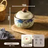 Panela de Cerâmica Estilo Retrô com Separação de Água e Tampa, Tigela para Ensopado Ninho de Pássaro, Tigela para Cozinhar Ovos no Vapor, Panela de Cerâmica Doméstica com Separação de Água, Tigela para Sopa, Louça